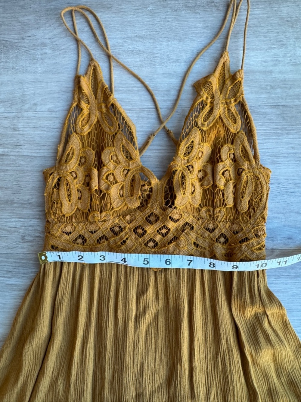 Free People Womens Adella Slip Dress Golden Yellow Lace Fairy Dress XS - Picture 7 of 11